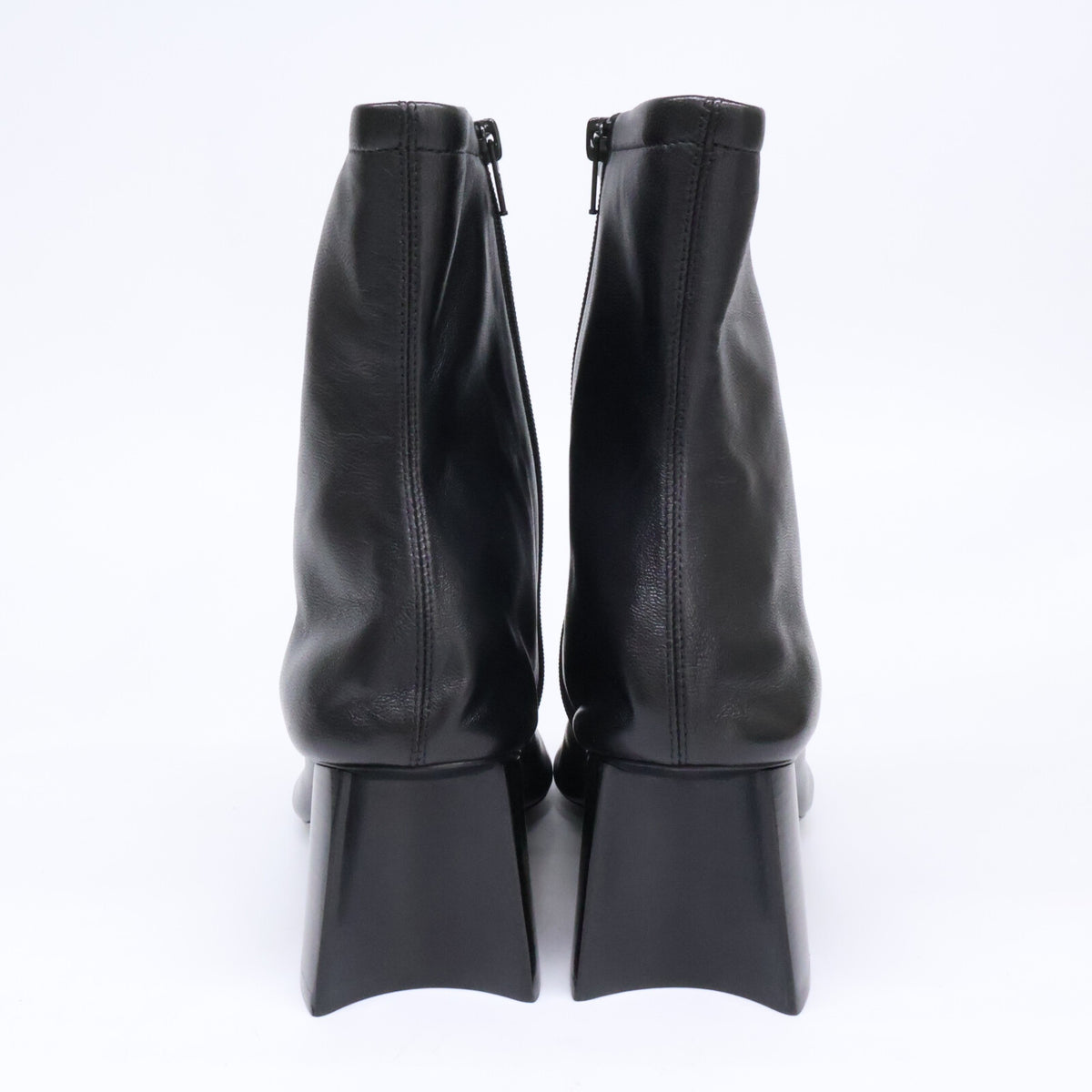 BALENCIAGA バレンシアガ 【新品同様】753603 レザー ラウンドトゥ ヒール ショートブーツ シューズ