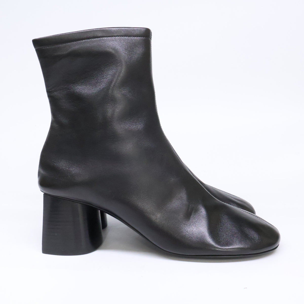 BALENCIAGA バレンシアガ 【新品同様】753603 レザー ラウンドトゥ ヒール ショートブーツ シューズ