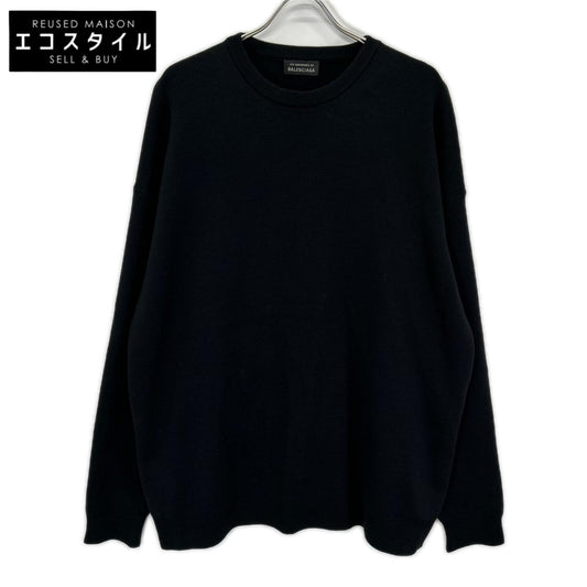 BALENCIAGA バレンシアガ 23年製 747940 ブラック クルーネック長袖ニットトップス トップス