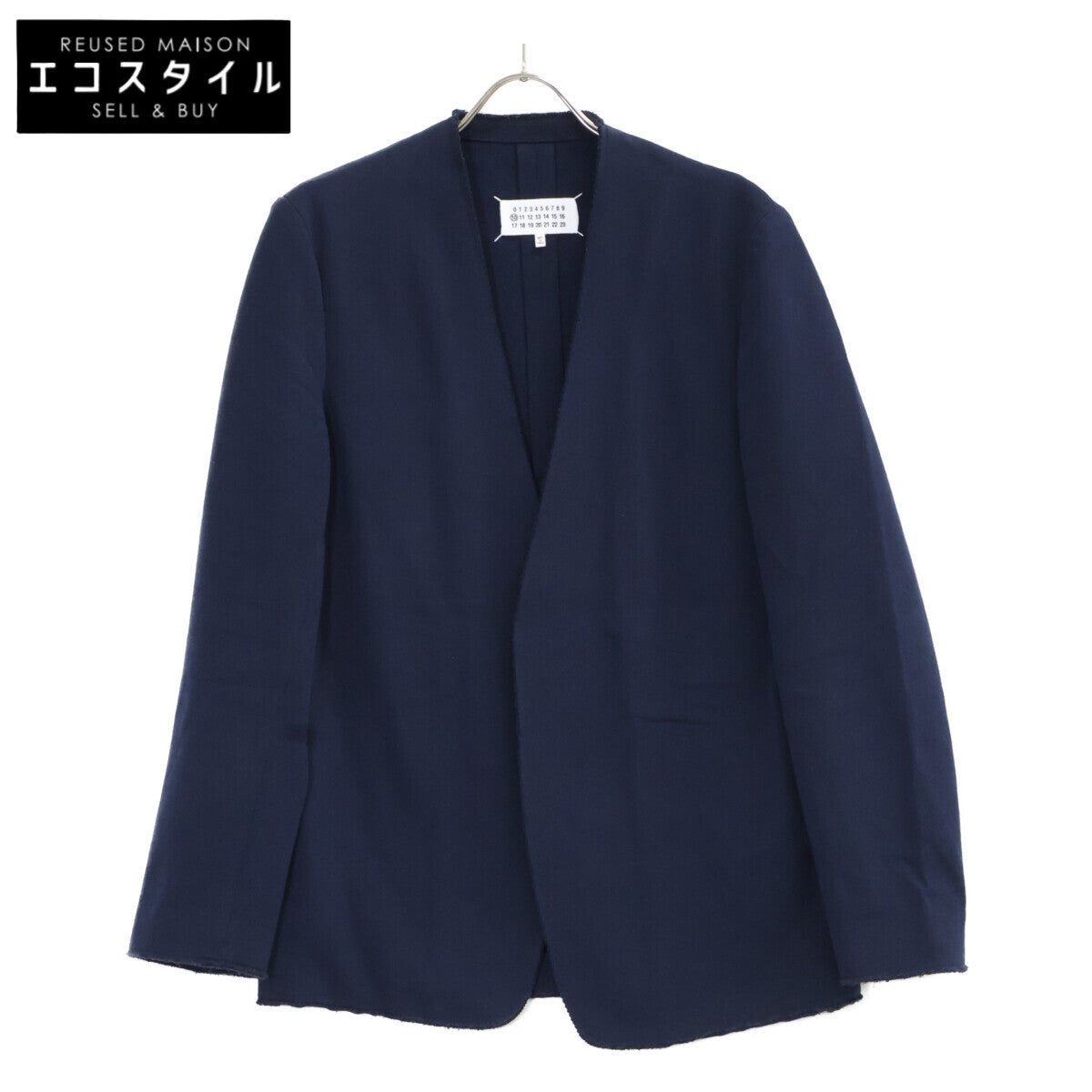 Maison margiela メゾンマルジェラ 18SS S50BN0336 ネイビー コットンジャージー ボタンレス カットオフノーカラージャケット ジャケット
