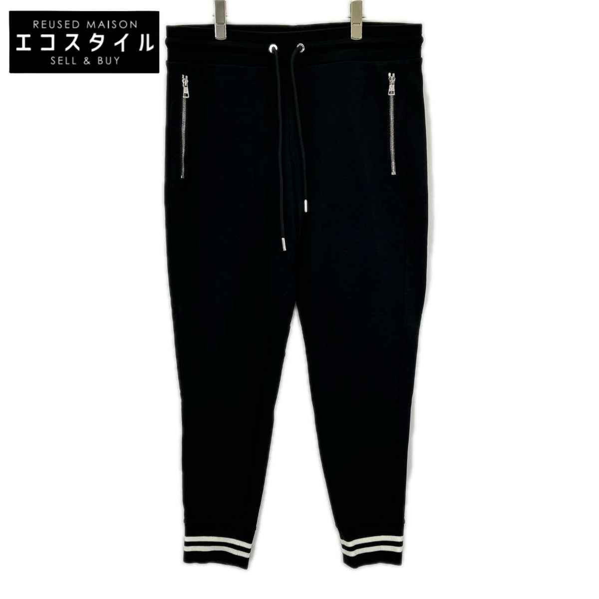 MONCLER モンクレール J10918H00017 ブラック レザーパッチ PANTALONE LUNGO /スウェットパンツ ボトムス