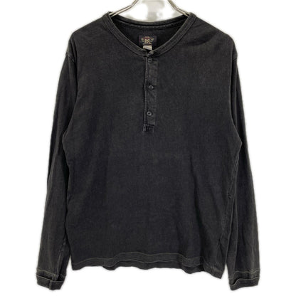 RRL ダブルアールエル ブラック Indigo Jersey Henley Shirt ヘンリーネックL/Sカットソー トップス