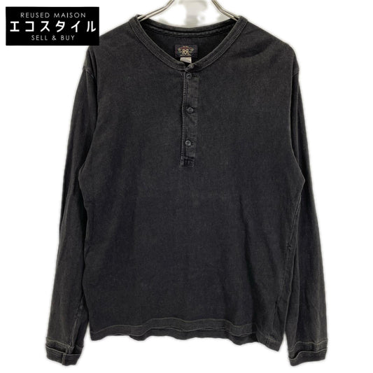 RRL ダブルアールエル ブラック Indigo Jersey Henley Shirt ヘンリーネックL/Sカットソー トップス