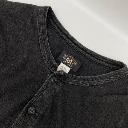 RRL ダブルアールエル ブラック Indigo Jersey Henley Shirt ヘンリーネックL/Sカットソー トップス