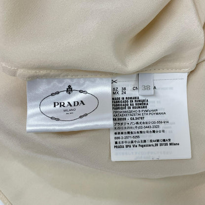 PRADA プラダ ライトベージュ 7分袖 バックボタン シルクブラウス トップス