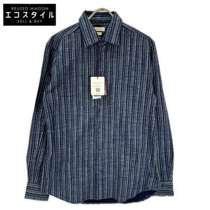 GLANSHIRT グランシャツ 5XGA00 G6681 ブルー コットン ストライプ長袖シャツ トップス