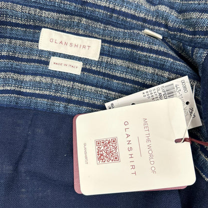 GLANSHIRT グランシャツ 5XGA00 G6681 ブルー コットン ストライプ長袖シャツ トップス