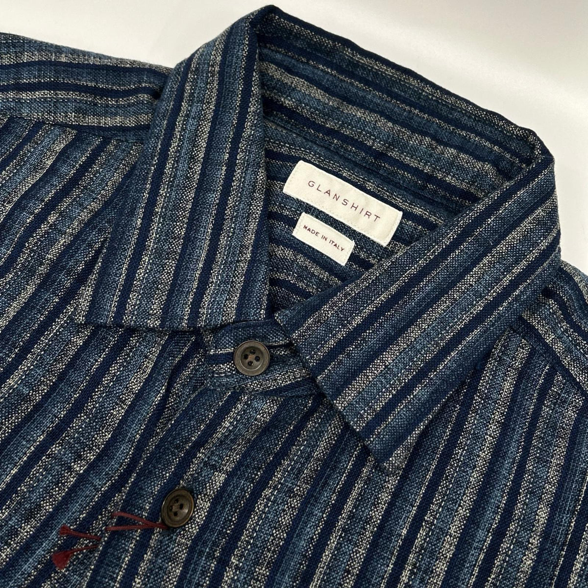 GLANSHIRT グランシャツ 5XGA00 G6681 ブルー コットン ストライプ長袖シャツ トップス
