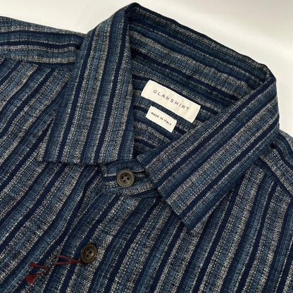 GLANSHIRT グランシャツ 5XGA00 G6681 ブルー コットン ストライプ長袖シャツ トップス