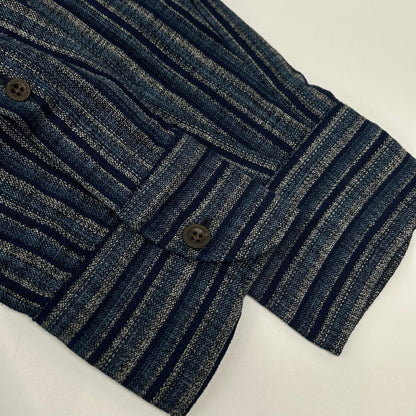 GLANSHIRT グランシャツ 5XGA00 G6681 ブルー コットン ストライプ長袖シャツ トップス