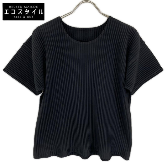 HOMME PLISSE ISSEY MIYAKE オムプリッセ イッセイミヤケ HP55JK020 ブラック プリーツクルーネックTシャツ トップス