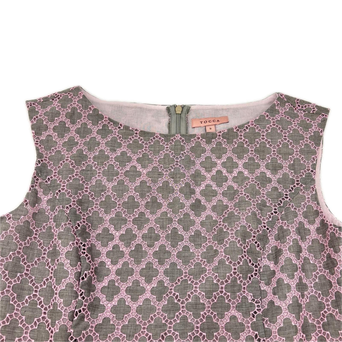 TOCCA トッカ 25AW グレー×ピンク コットン CODE MESSAGE バックジップ ドレスワンピース ワンピース