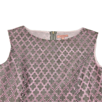TOCCA トッカ 25AW グレー×ピンク コットン CODE MESSAGE バックジップ ドレスワンピース ワンピース