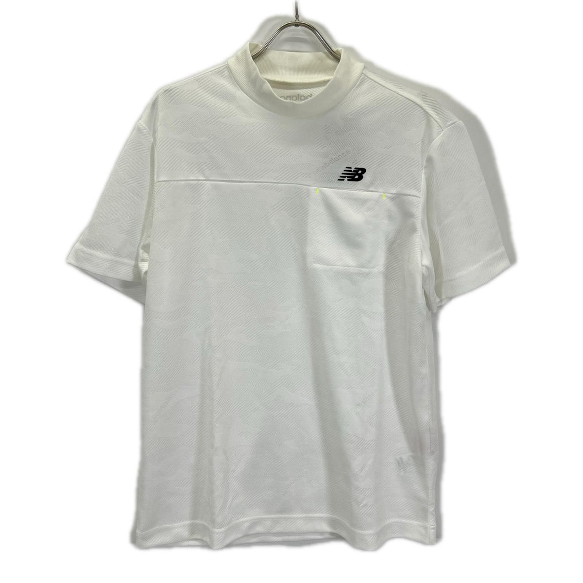 NEW BALANCE ニューバランス 012-4166006 24SS ホワイト メンズ ドライビングレインカモ柄 半袖 モックネック ゴルフシャツ トップス