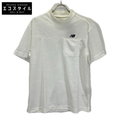 NEW BALANCE ニューバランス 012-4166006 24SS ホワイト メンズ ドライビングレインカモ柄 半袖 モックネック ゴルフシャツ トップス