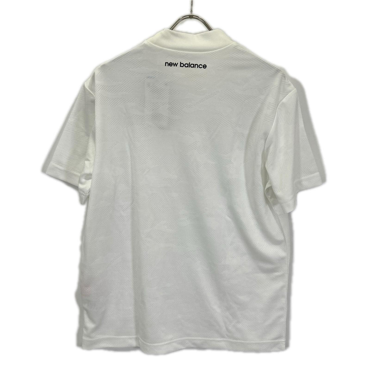 NEW BALANCE ニューバランス 012-4166006 24SS ホワイト メンズ ドライビングレインカモ柄 半袖 モックネック ゴルフシャツ トップス