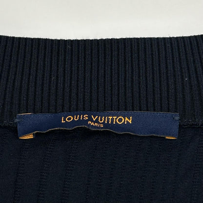 LOUIS VUITTON ルイヴィトン 21AW ネイビー コットン×ナイロン エンボスLVロゴ ストライプ クルーネック スウェット トップス トップス