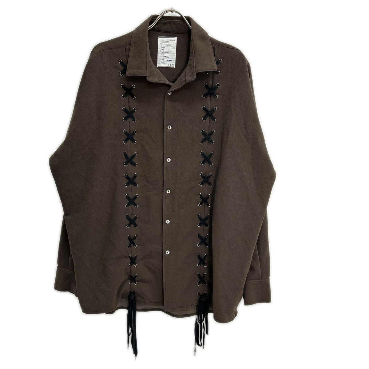 SHAREEF シャリーフ 22713023 ブラウン W-FACE GEORGETTE LACE-UP SHIRTS トップス
