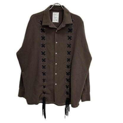 SHAREEF シャリーフ 22713023 ブラウン W-FACE GEORGETTE LACE-UP SHIRTS トップス