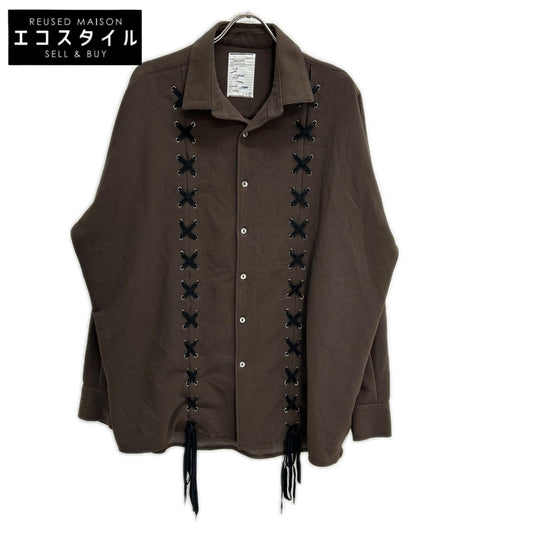 SHAREEF シャリーフ 22713023 ブラウン W-FACE GEORGETTE LACE-UP SHIRTS トップス