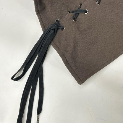 SHAREEF シャリーフ 22713023 ブラウン W-FACE GEORGETTE LACE-UP SHIRTS トップス