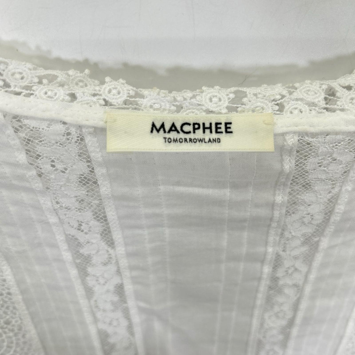 MACPHEE マカフィー 26SS 12-01-62-01407 ホワイト ビンテージローン セーラーカラーフランスレースブラウス トップス
