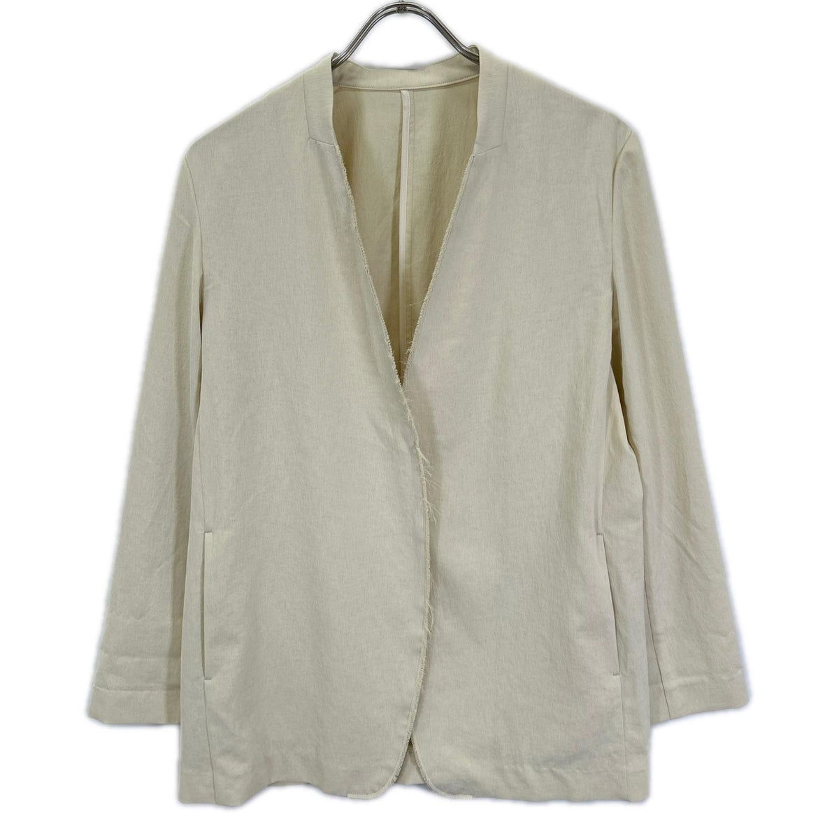 Plage プラージュ 26SS 26-010-922-2010 ベージュ ポリエステル フリンジ加工 ライトノーカラージャケット スーツ セットアップ