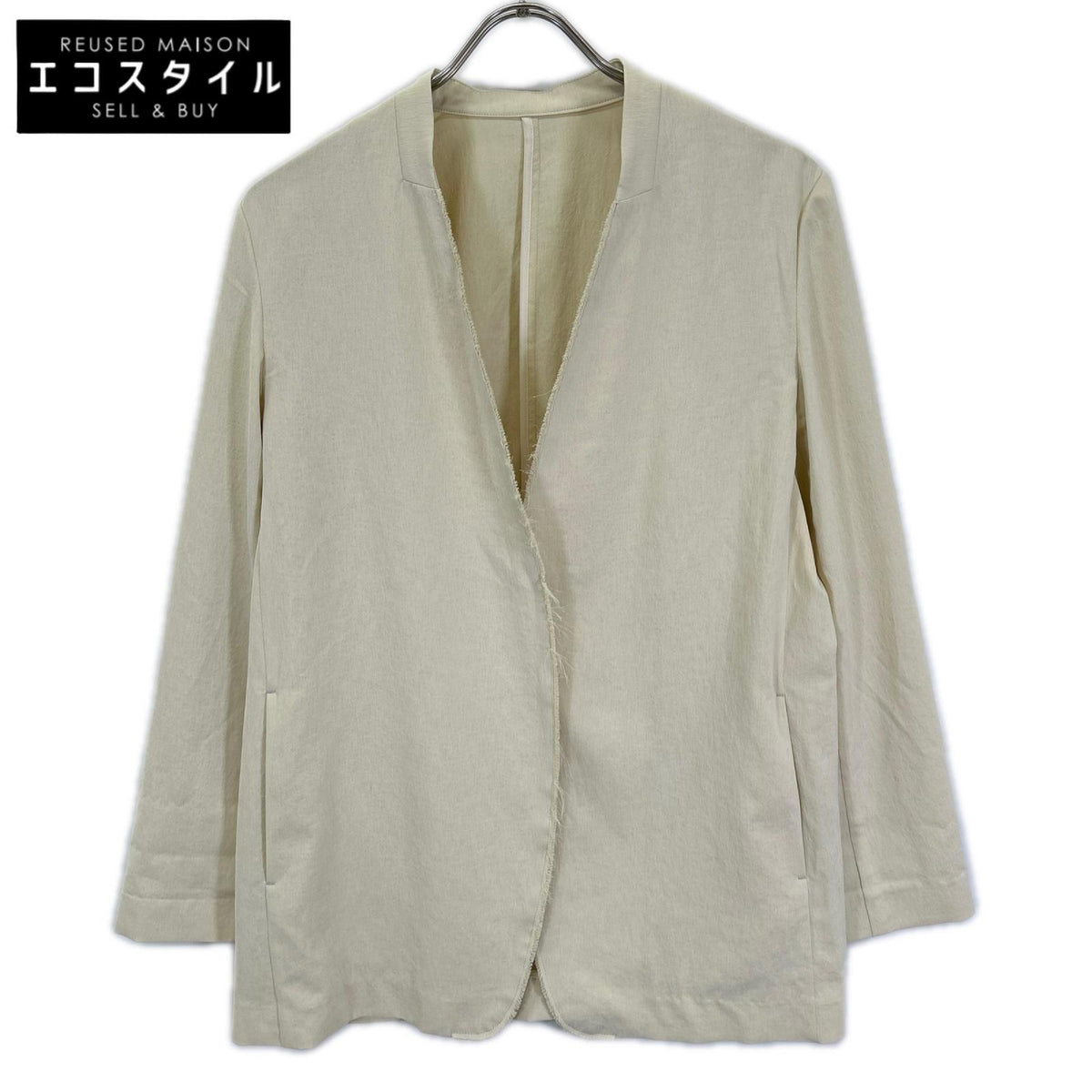 Plage プラージュ 26SS 26-010-922-2010 ベージュ ポリエステル フリンジ加工 ライトノーカラージャケット スーツ セットアップ