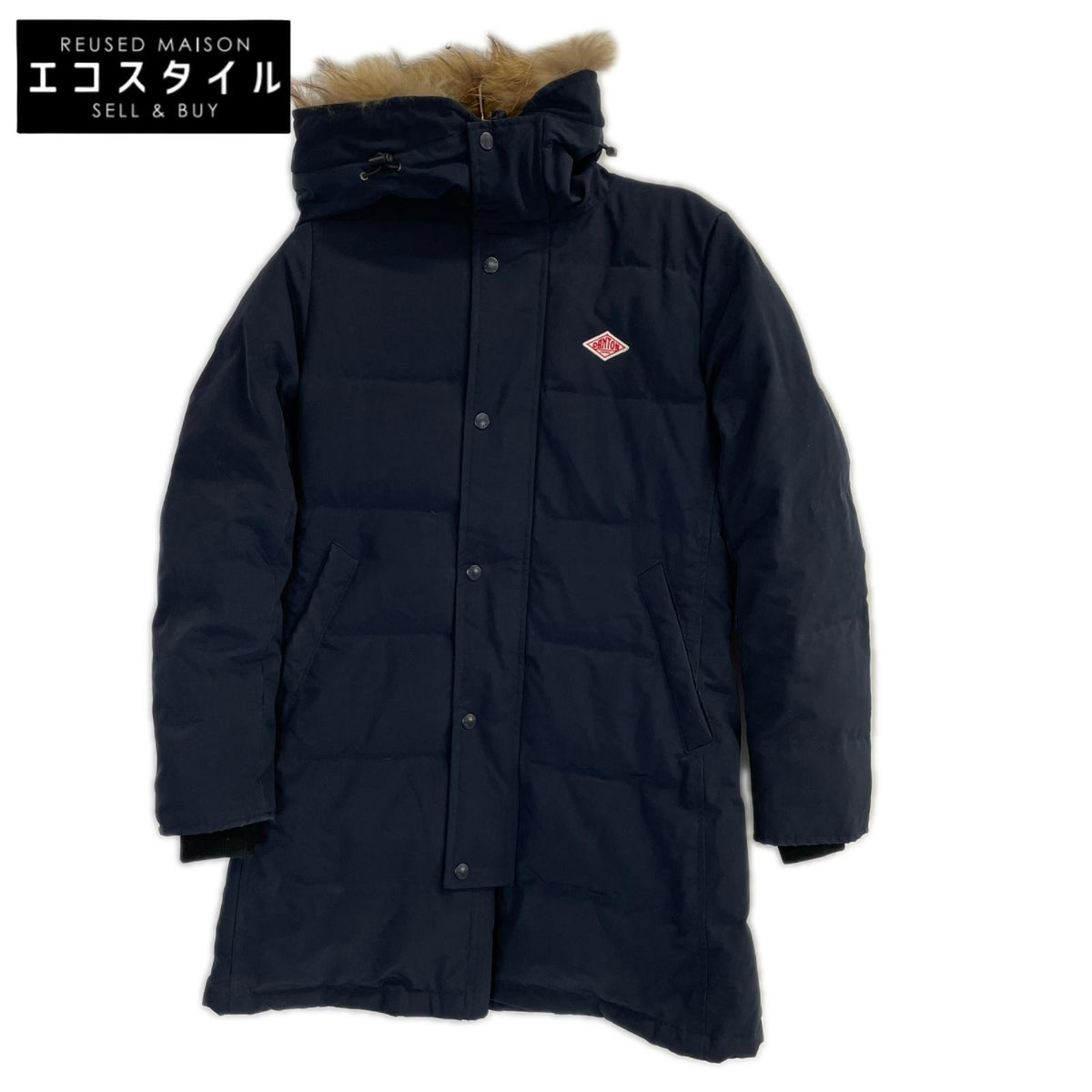 DANTON ダントン JD-8744 ブラック ラクーンファー フーデッドキルトダウンコート ジャケット