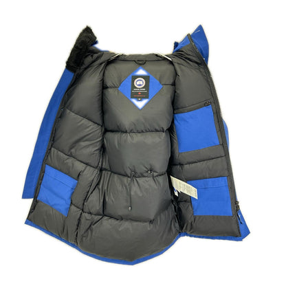 CANADA GOOSE カナダグース ユナイテッドアローズ別注 2072JM YORKTON/ヨークトン ブルー コットン混 コヨーテファー フーデッドダウンジャケット ジャケット