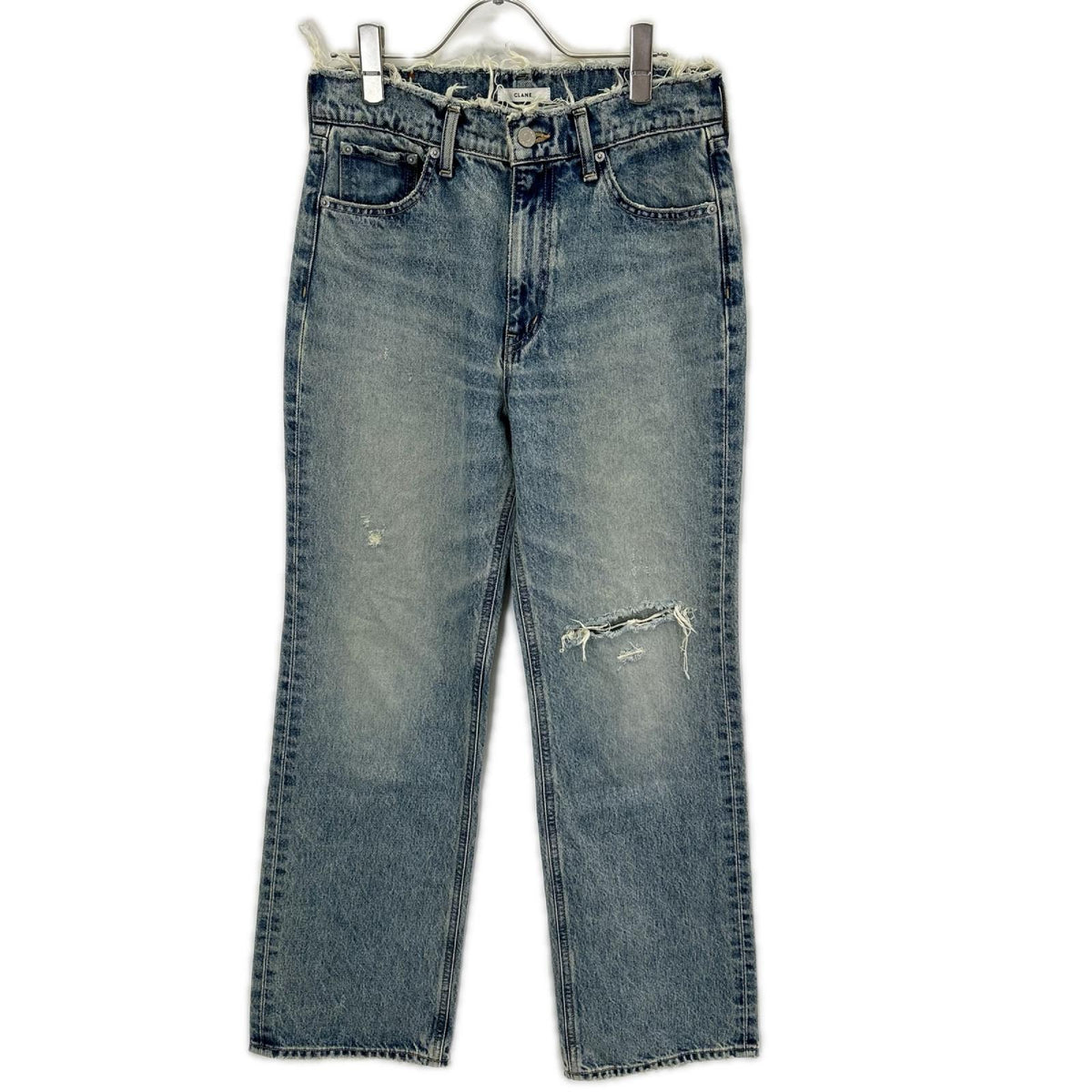 CLANE クラネ 19111-7212 ライトブルー コットン ダメージ加工 カットオフ デニムパンツ ボトムス
