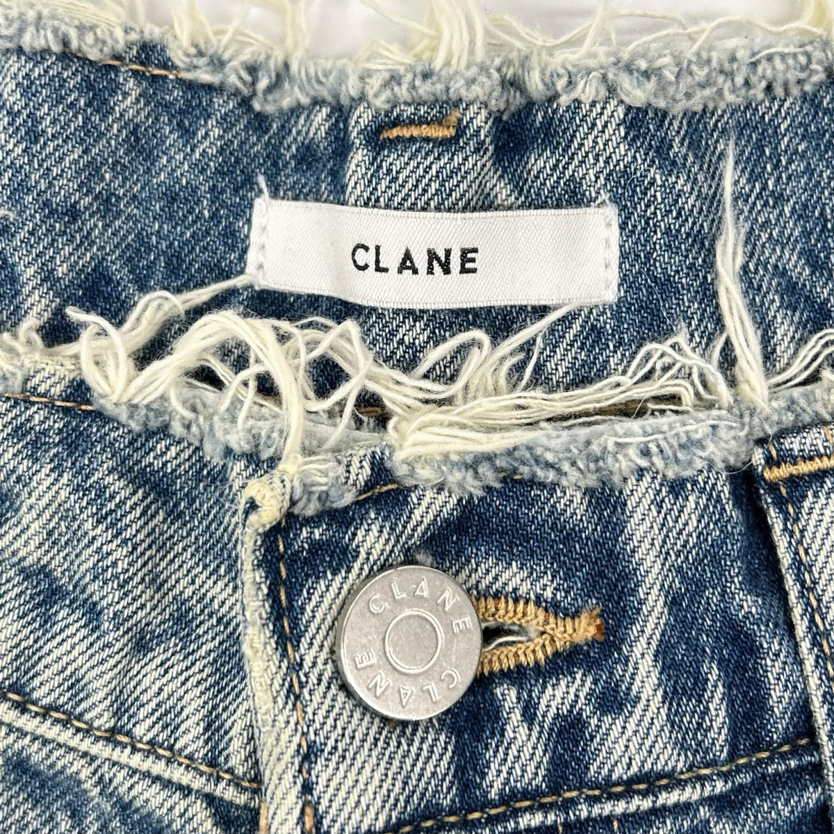 CLANE クラネ 19111-7212 ライトブルー コットン ダメージ加工 カットオフ デニムパンツ ボトムス