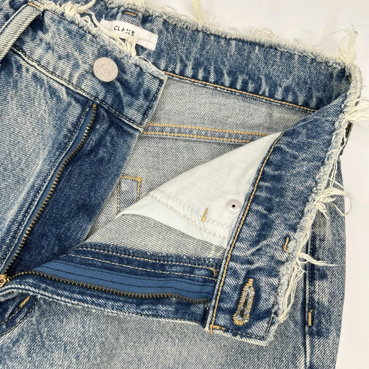 CLANE クラネ 19111-7212 ライトブルー コットン ダメージ加工 カットオフ デニムパンツ ボトムス