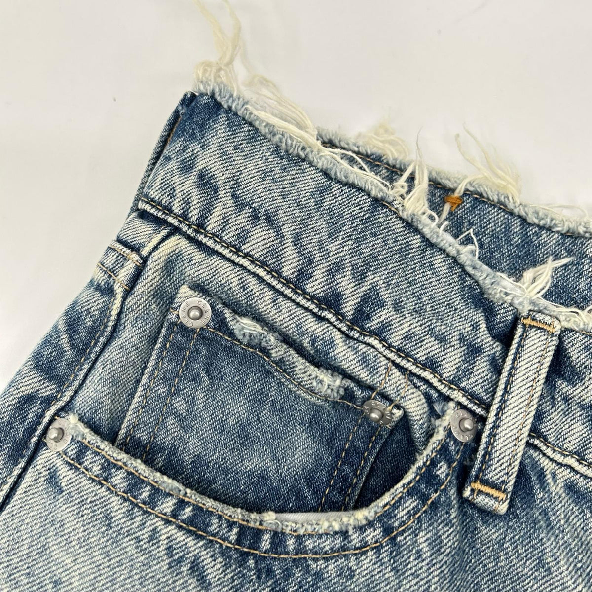 CLANE クラネ 19111-7212 ライトブルー コットン ダメージ加工 カットオフ デニムパンツ ボトムス