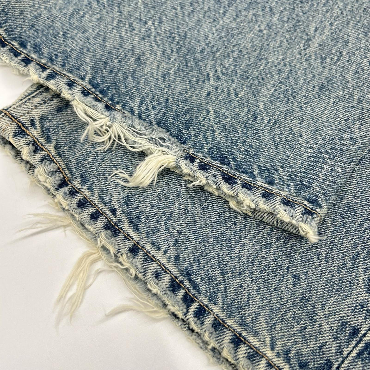 CLANE クラネ 19111-7212 ライトブルー コットン ダメージ加工 カットオフ デニムパンツ ボトムス
