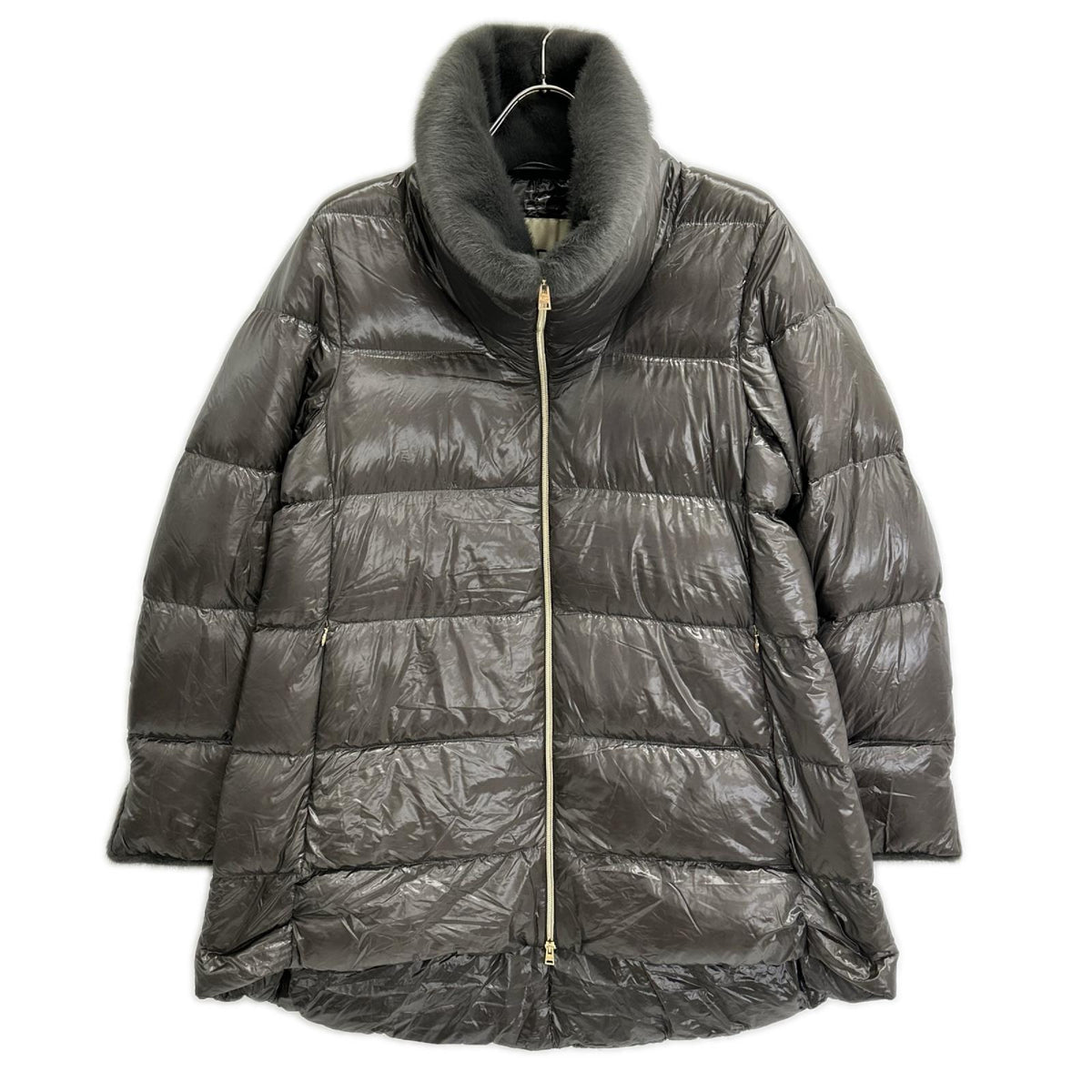 HERNO ヘルノ PI002140D 25年製 グレー フェイクファー ハイネック ダウンジャケット ジャケット