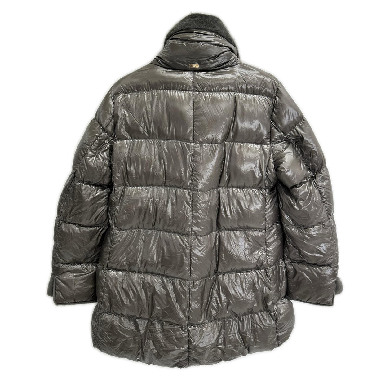 HERNO ヘルノ PI002140D 25年製 グレー フェイクファー ハイネック ダウンジャケット ジャケット