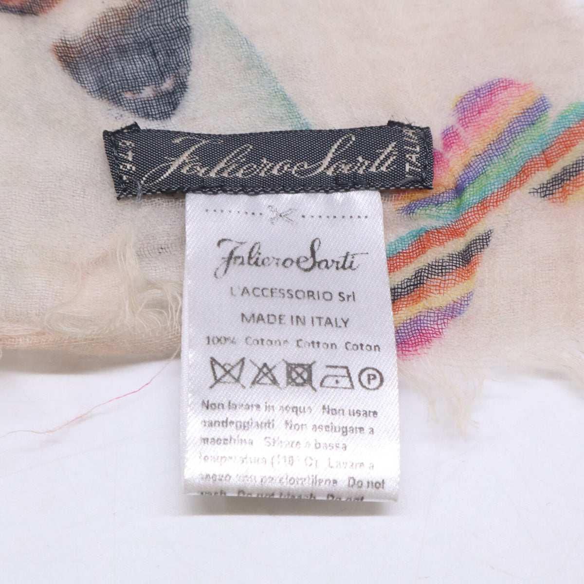 Falierosarti ファリエロサルティ 【美品】マルチカラーバタフライ コットン ストール
