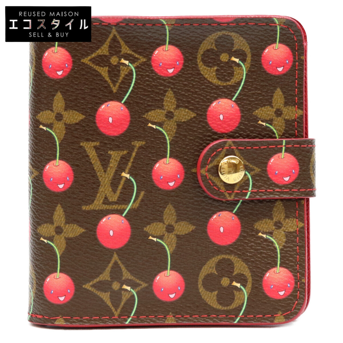 LOUIS VUITTON ルイヴィトン 05年製 M95005 モノグラムチェリー コンパクトジップウォレット 二つ折り財布（小銭入れあり）