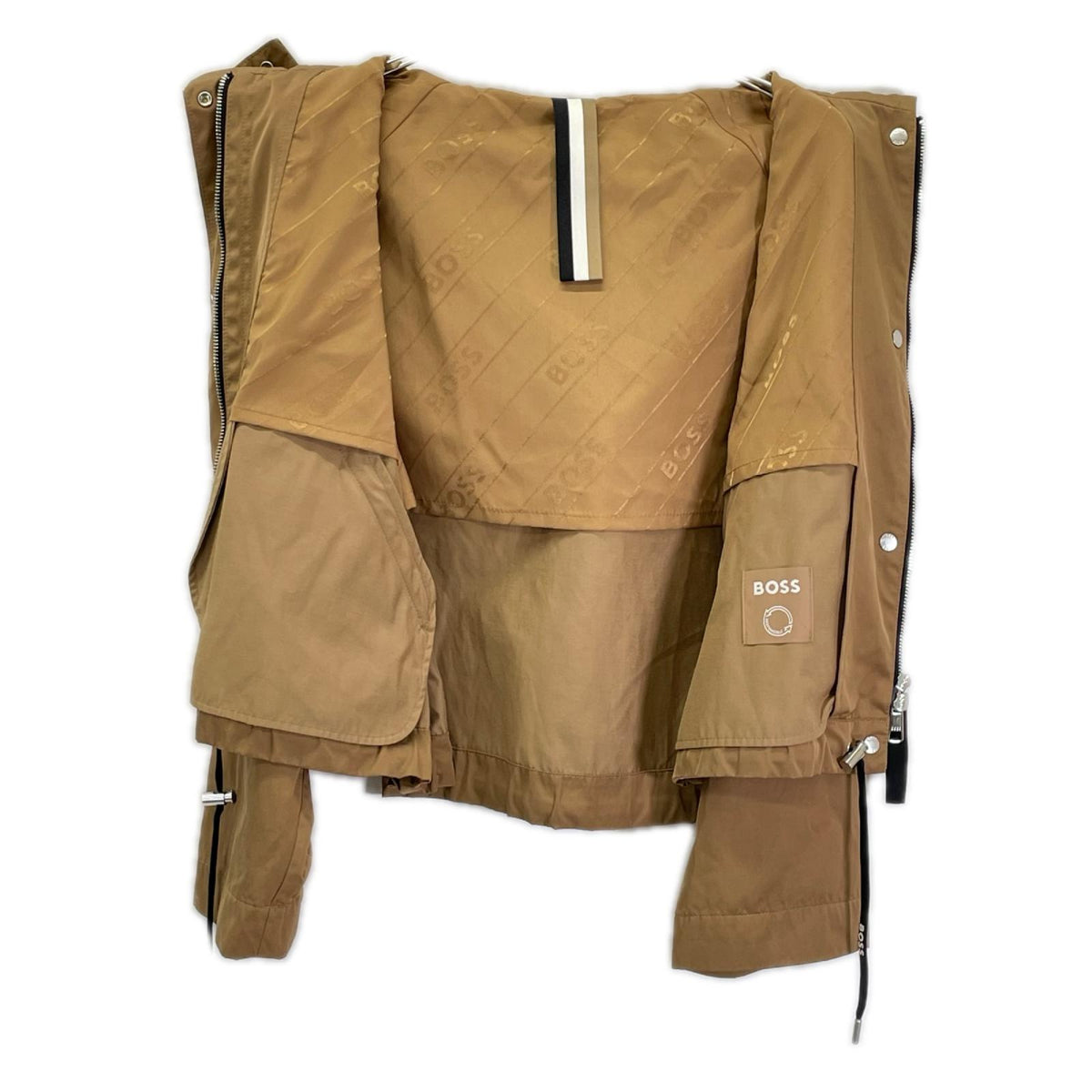 BOSS ボス 10236820 ブラウン フルジップ ボタン フーデッドジャケット ジャケット
