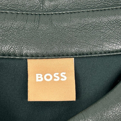 BOSS ボス 10248065 ダークグリーン フェイクレザー メッシュ ノースリーブ ワンピース ワンピース