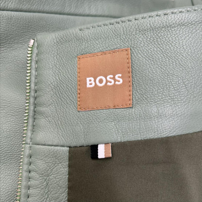BOSS ボス 10248650 セトラ グリーン ラムスキン サイドジップ タイトスカート スカート