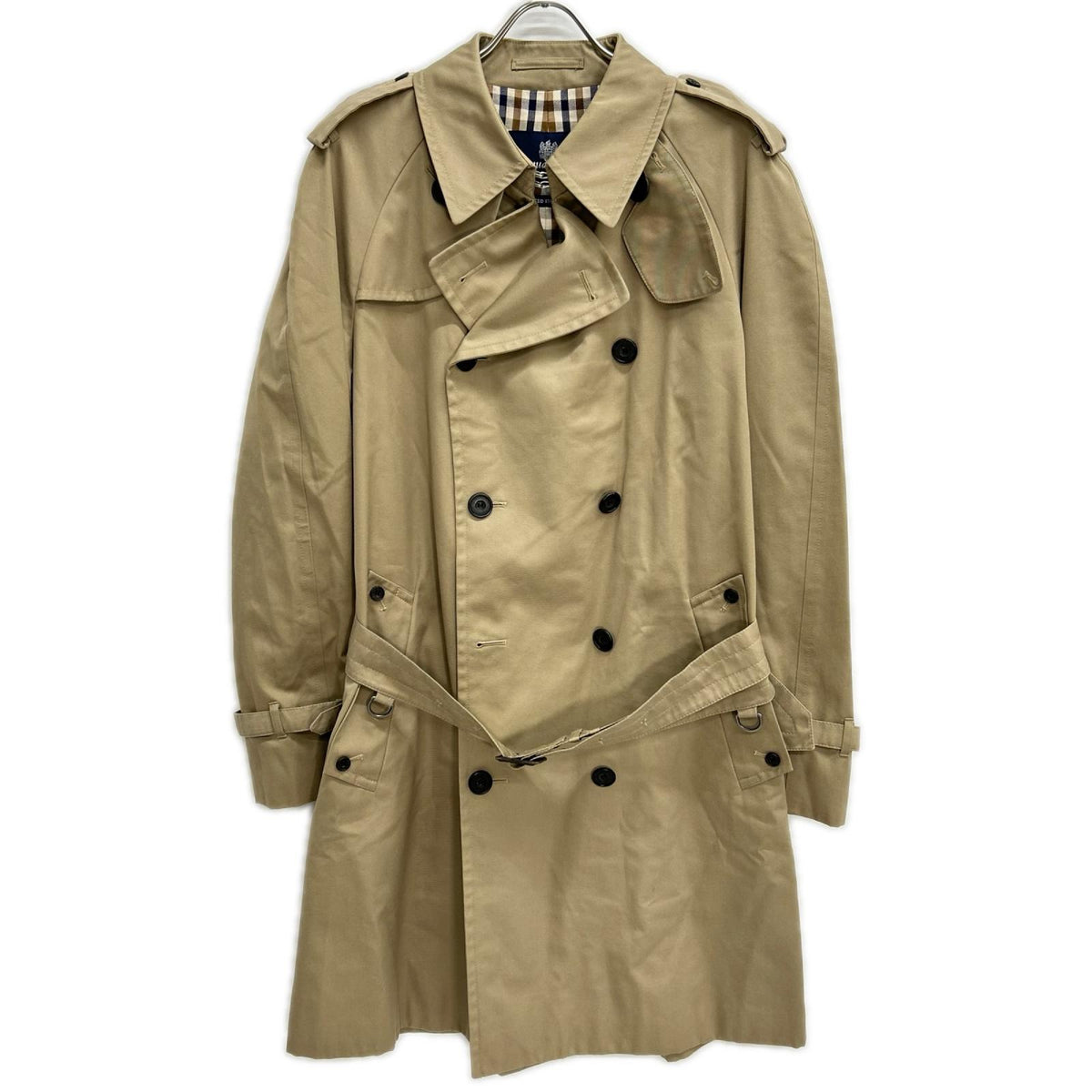 Aquascutum アクアスキュータム 1052/830 ベージュ 裏地チェック トレンチコート コート
