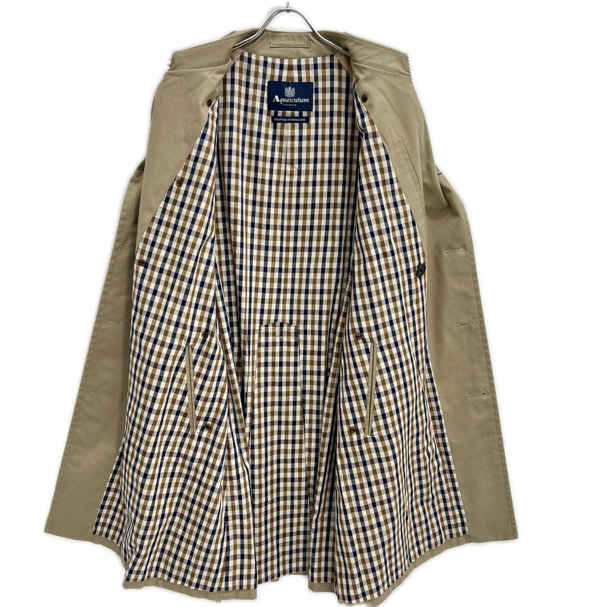 Aquascutum アクアスキュータム 1052/830 ベージュ 裏地チェック トレンチコート コート