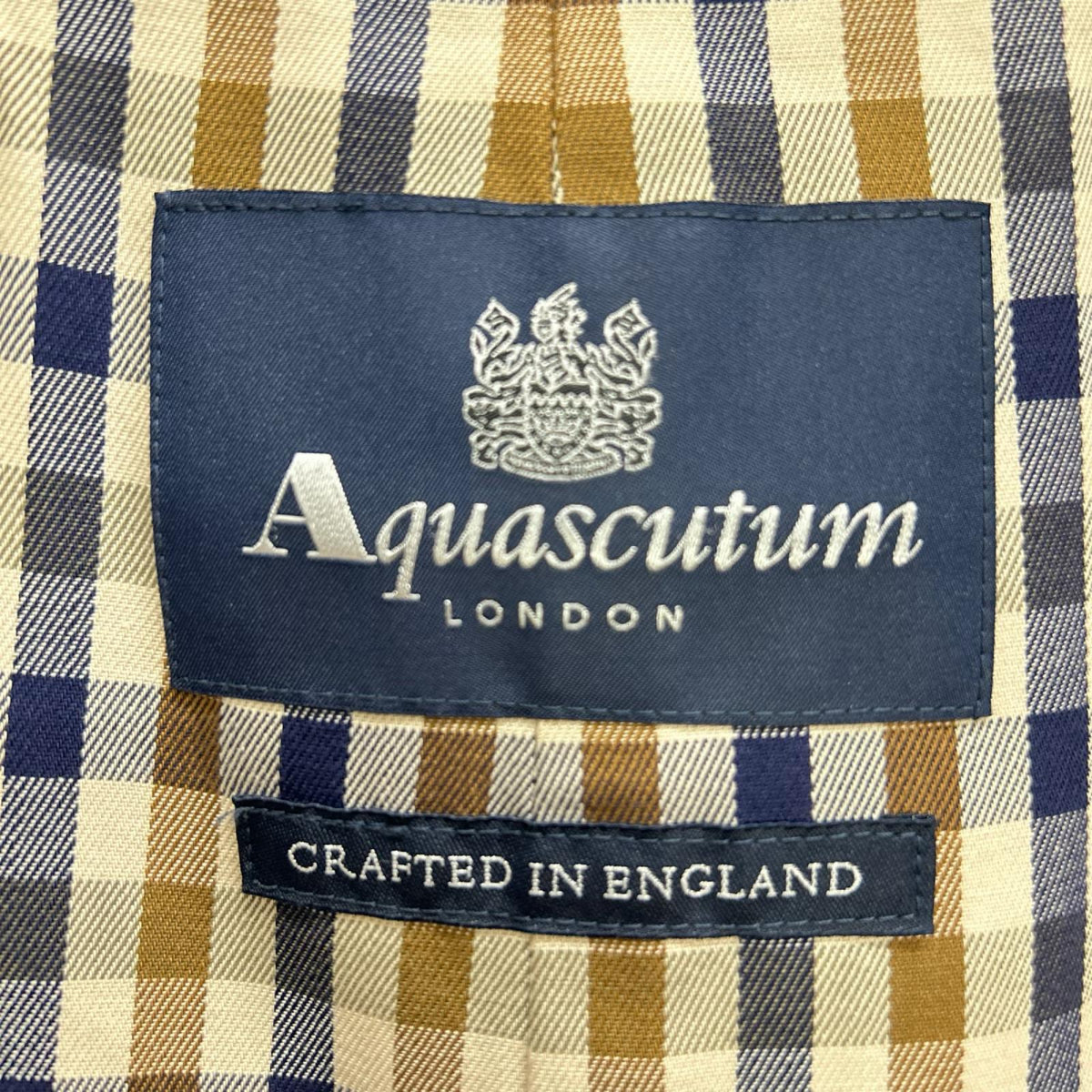 Aquascutum アクアスキュータム 1052/830 ベージュ 裏地チェック トレンチコート コート