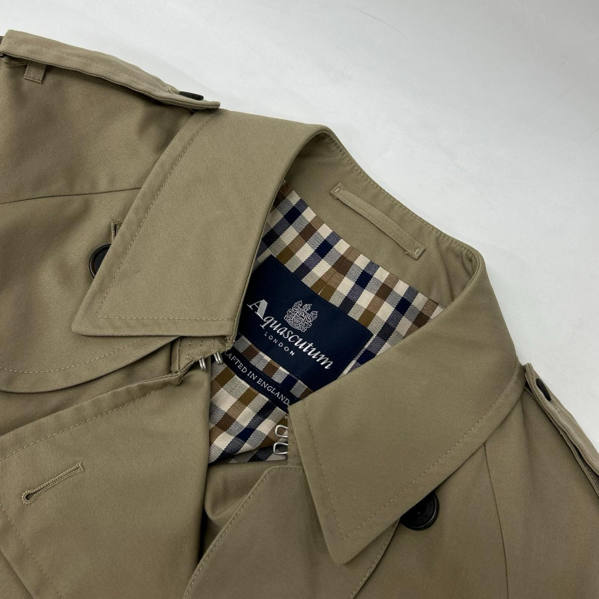 Aquascutum アクアスキュータム 1052/830 ベージュ 裏地チェック トレンチコート コート