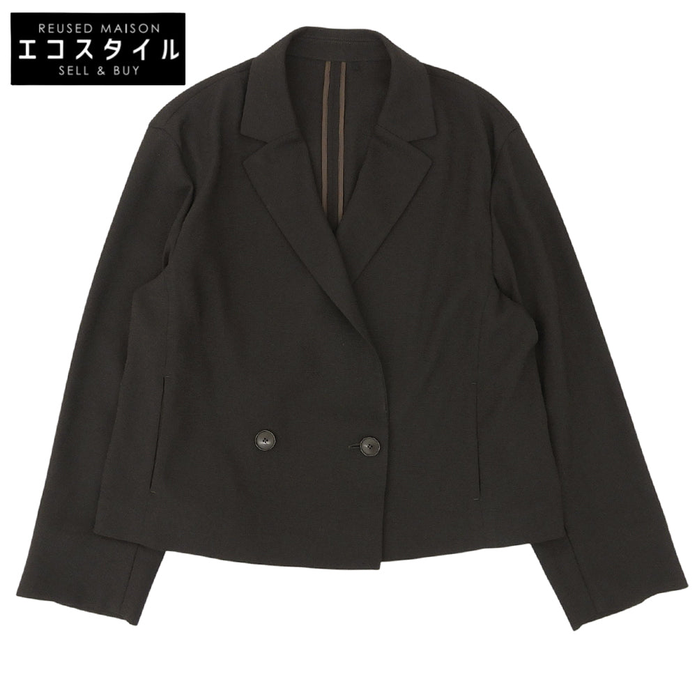 自由区 ジユウク 美品 リネンライクシンセティックショート ジャケット レディース ダークブラウン 38 26年製 ジャケット