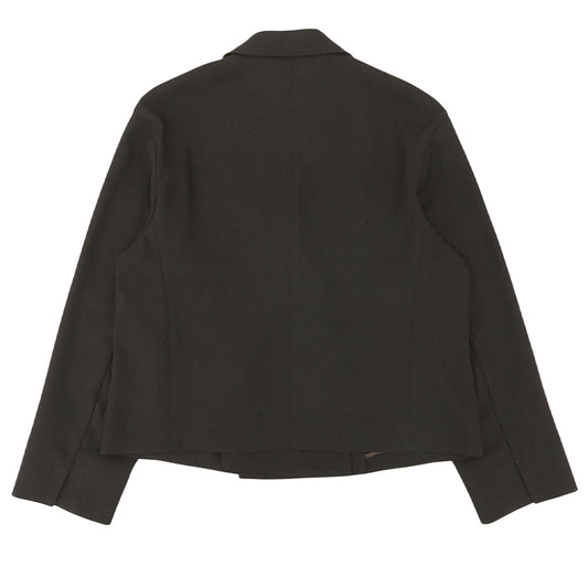 自由区 ジユウク 美品 リネンライクシンセティックショート ジャケット レディース ダークブラウン 38 26年製 ジャケット