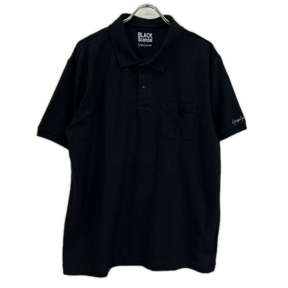BLACK Scandal Yohji Yamamoto ブラックスキャンダルヨウジヤマモト HZ-T36-083 ブラック 鹿の子 スリーブロゴ刺繍半袖ポロシャツ トップス