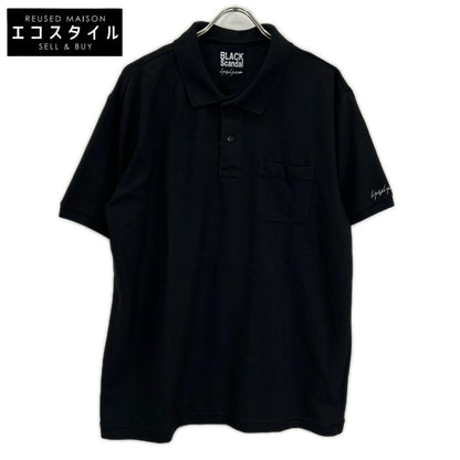 BLACK Scandal Yohji Yamamoto ブラックスキャンダルヨウジヤマモト HZ-T36-083 ブラック 鹿の子 スリーブロゴ刺繍半袖ポロシャツ トップス
